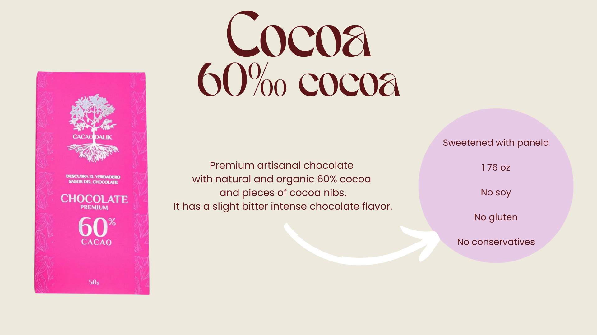 Cocoa chocolate bar